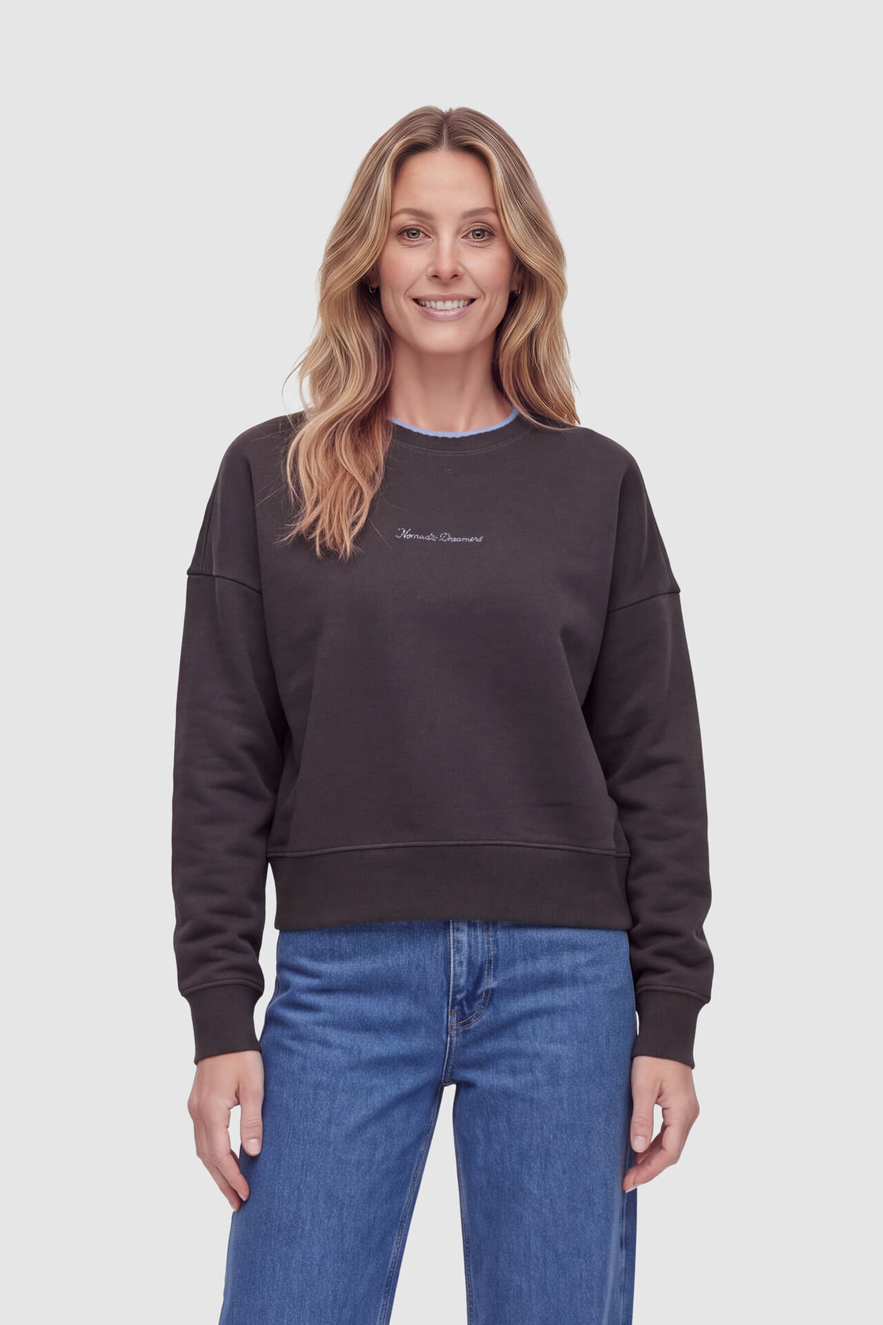 Scotch & Soda Sweater Chest Embroidery Relaxed-Fit Antraciet