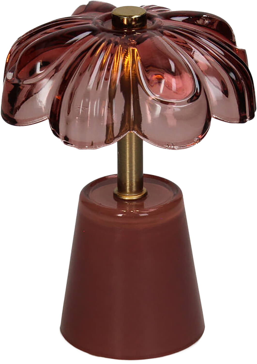 Bomont Collection Lamp LED Table  Flower Glass Burgundy 11x11x14.5cm Bordeaux Rood