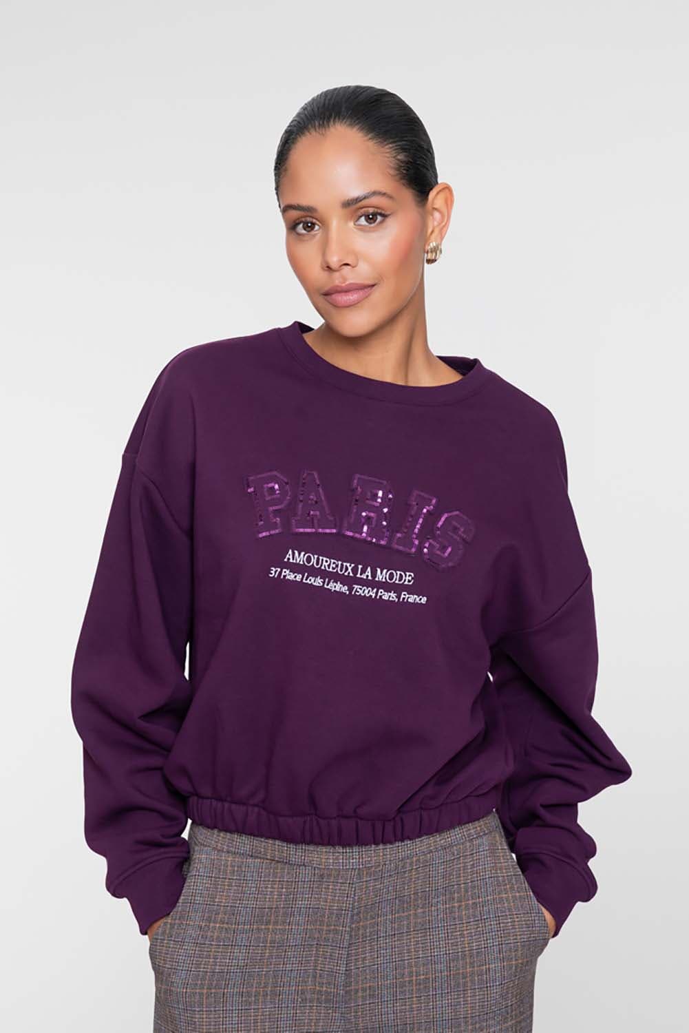 Geisha Sweater Paris sequences Paars