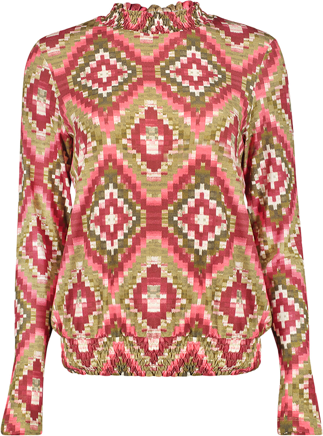 Geisha Top smock AOP jersey Groen