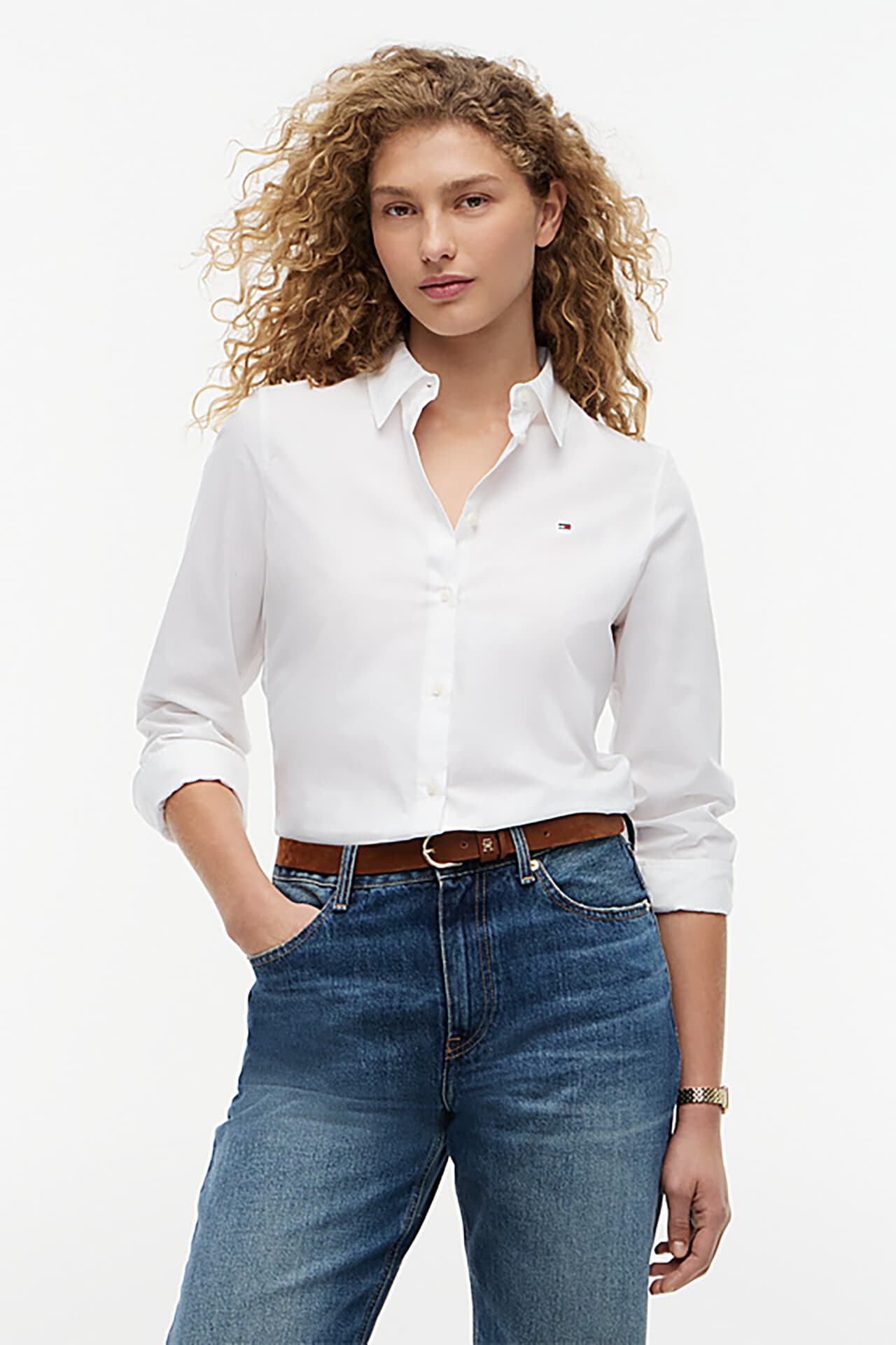 Tommy Hilfiger Overhemd cotton stretch regular Wit
