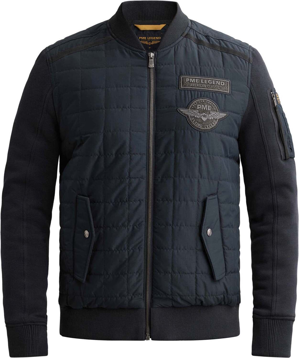 Pme Legend Hybrid Bomberjack met badges kort Navy