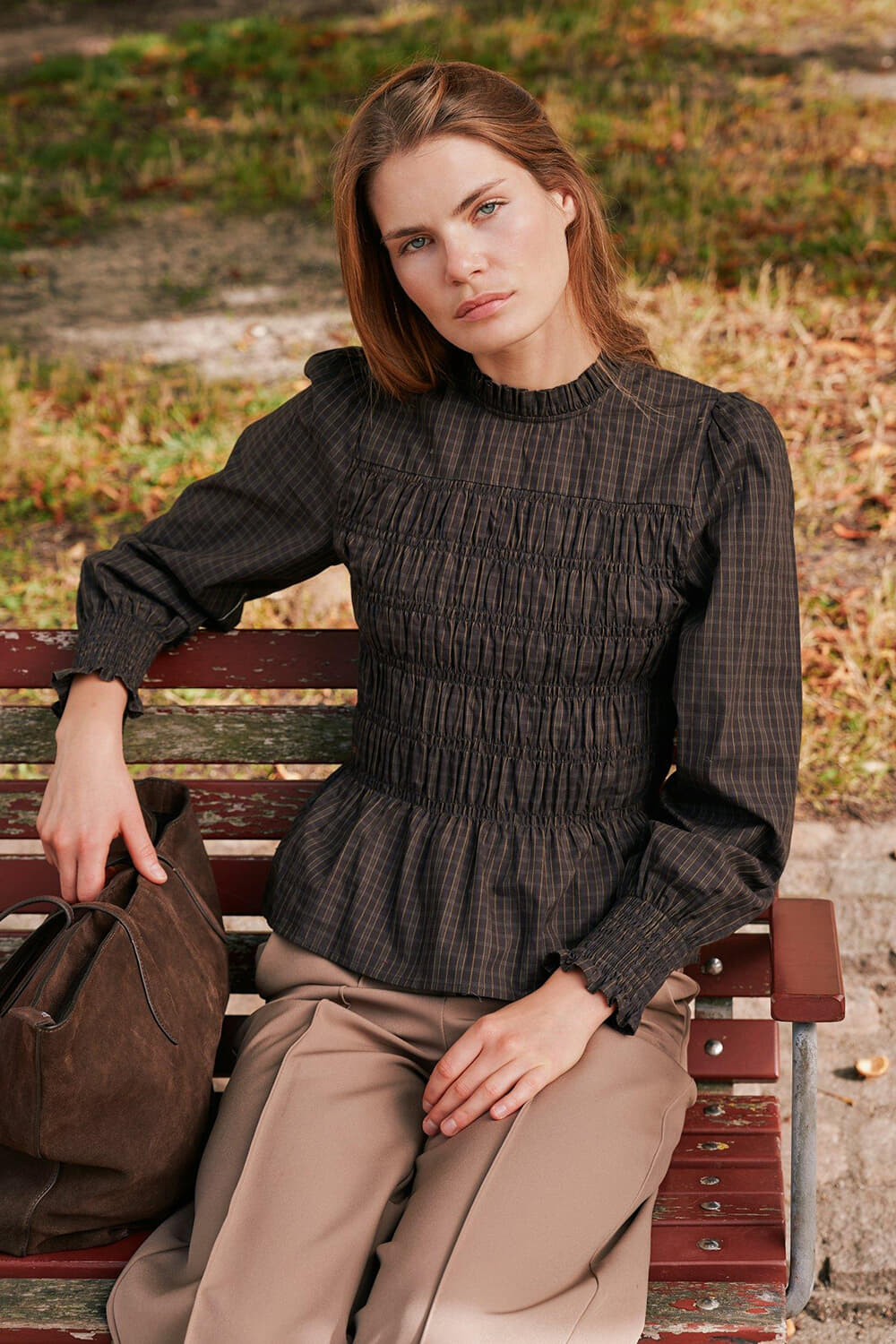 Neo Noir Blouse Possa Big Check  Bruin