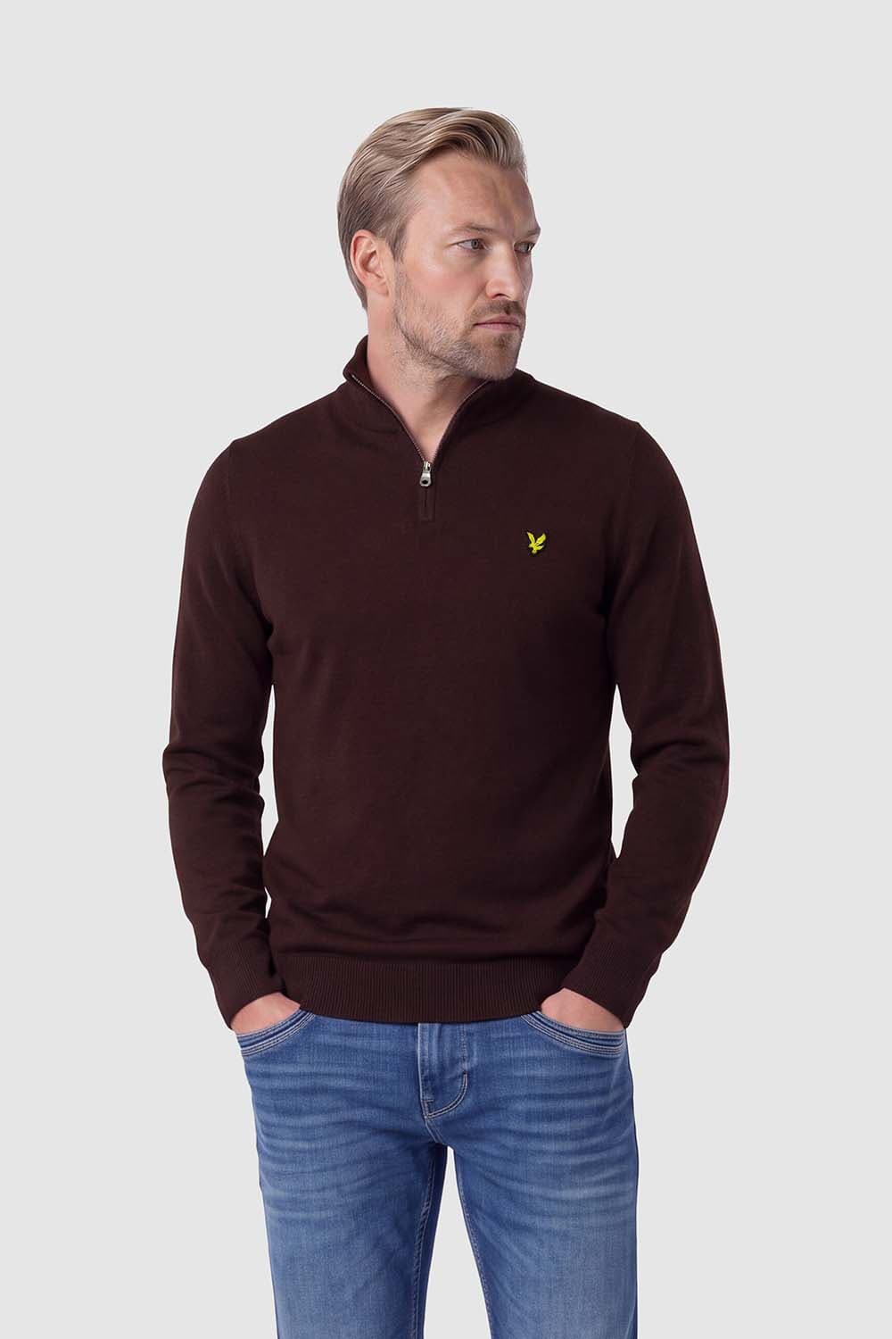 Lyle & Scott Half-zip Trui Eagle Bruin