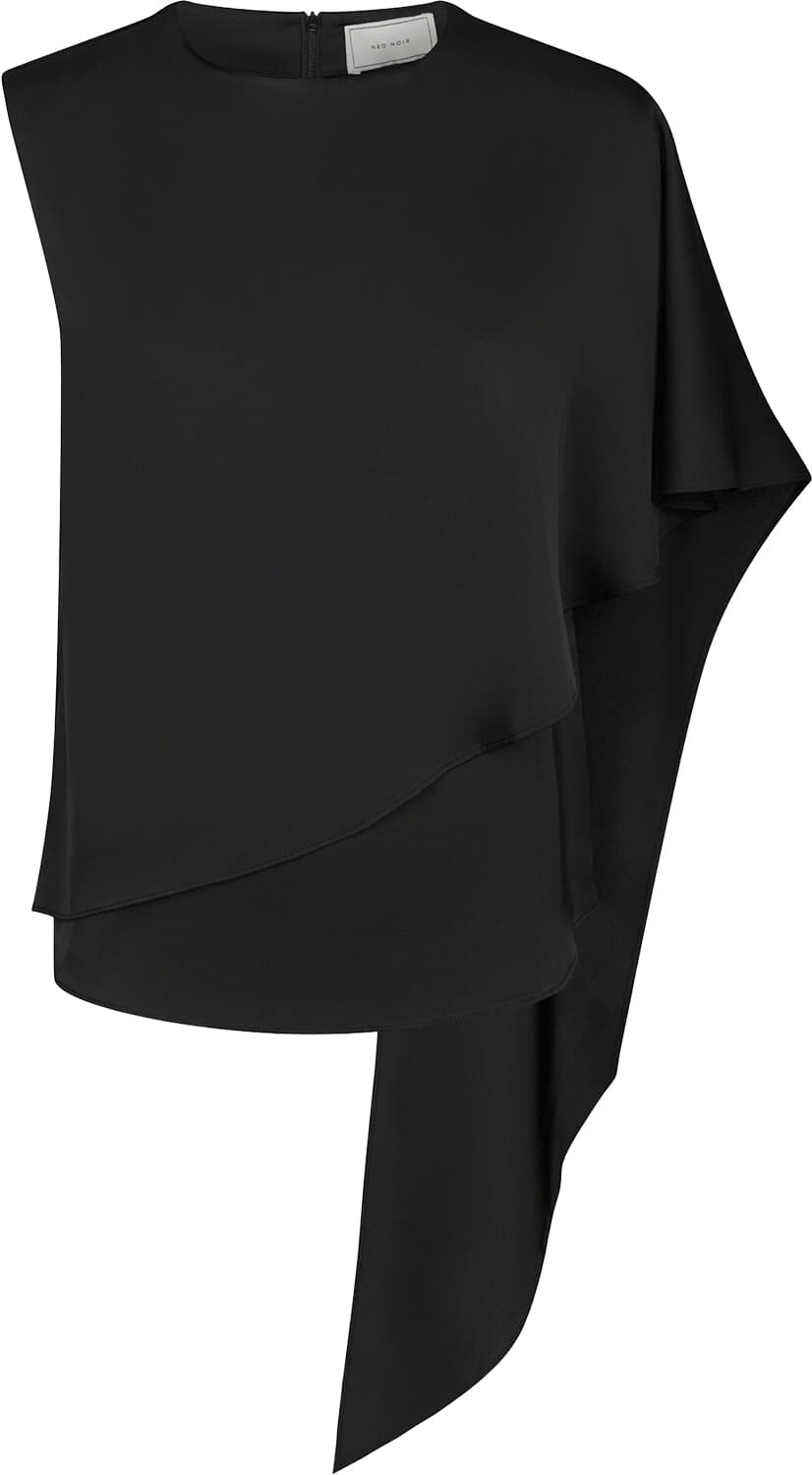 Neo Noir Top Lunelle Drapy Satin Zwart