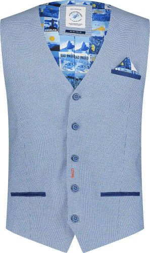 A Fish Named Fred waistcoat washed linen Blauw