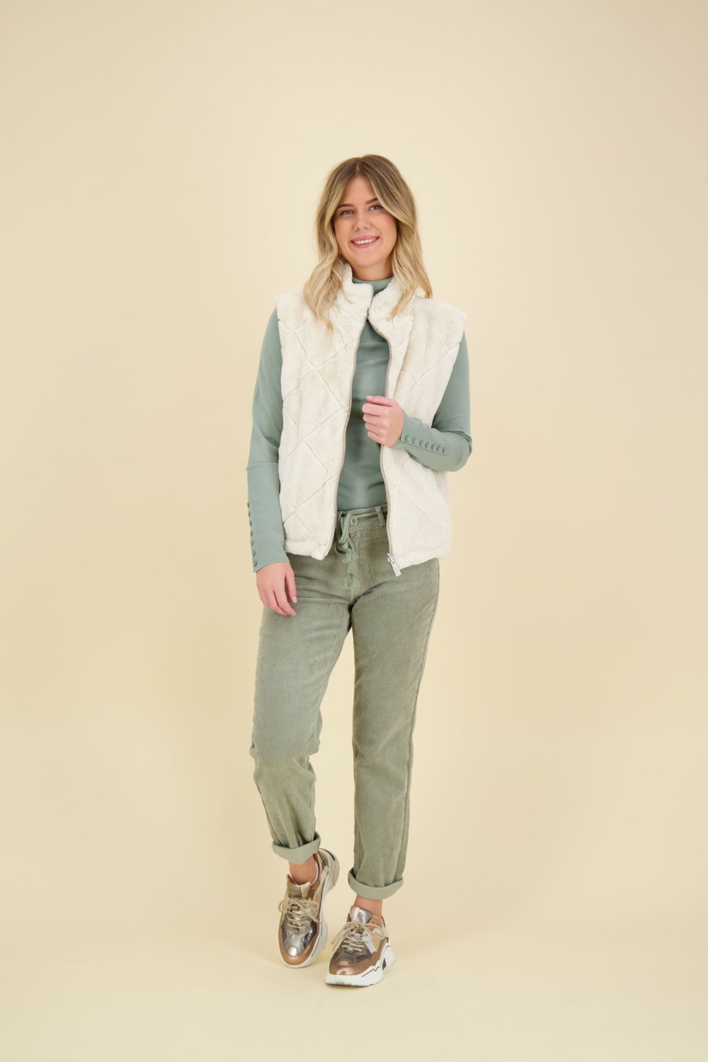 Anna Blue Gilet Flint V Beige