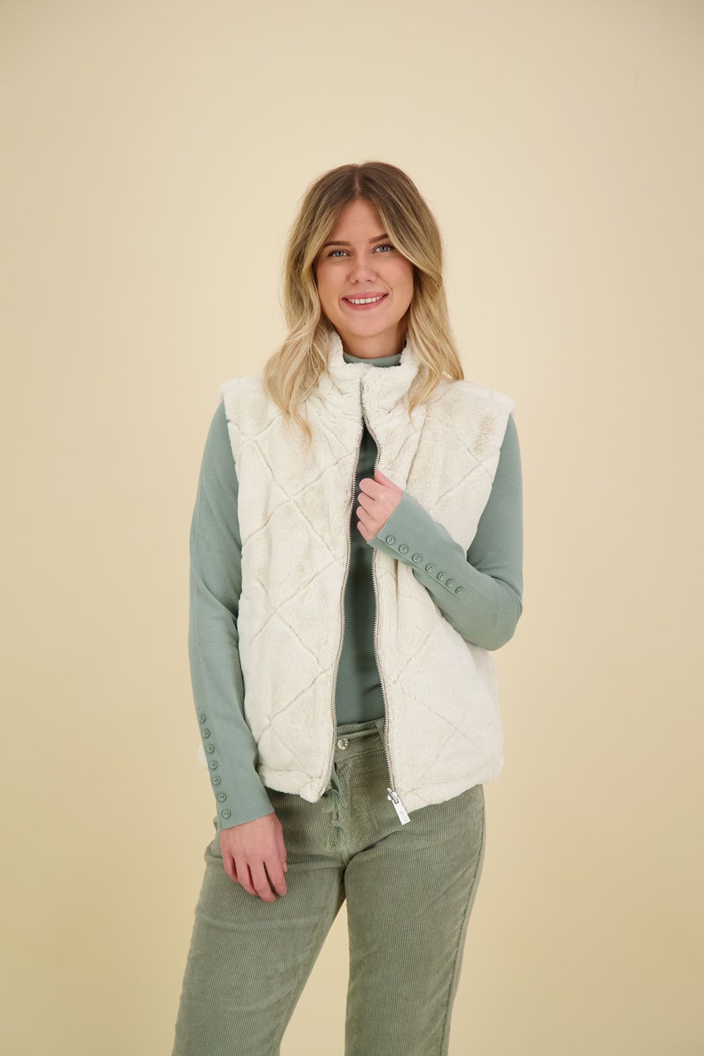 Anna Blue Gilet Flint V Beige