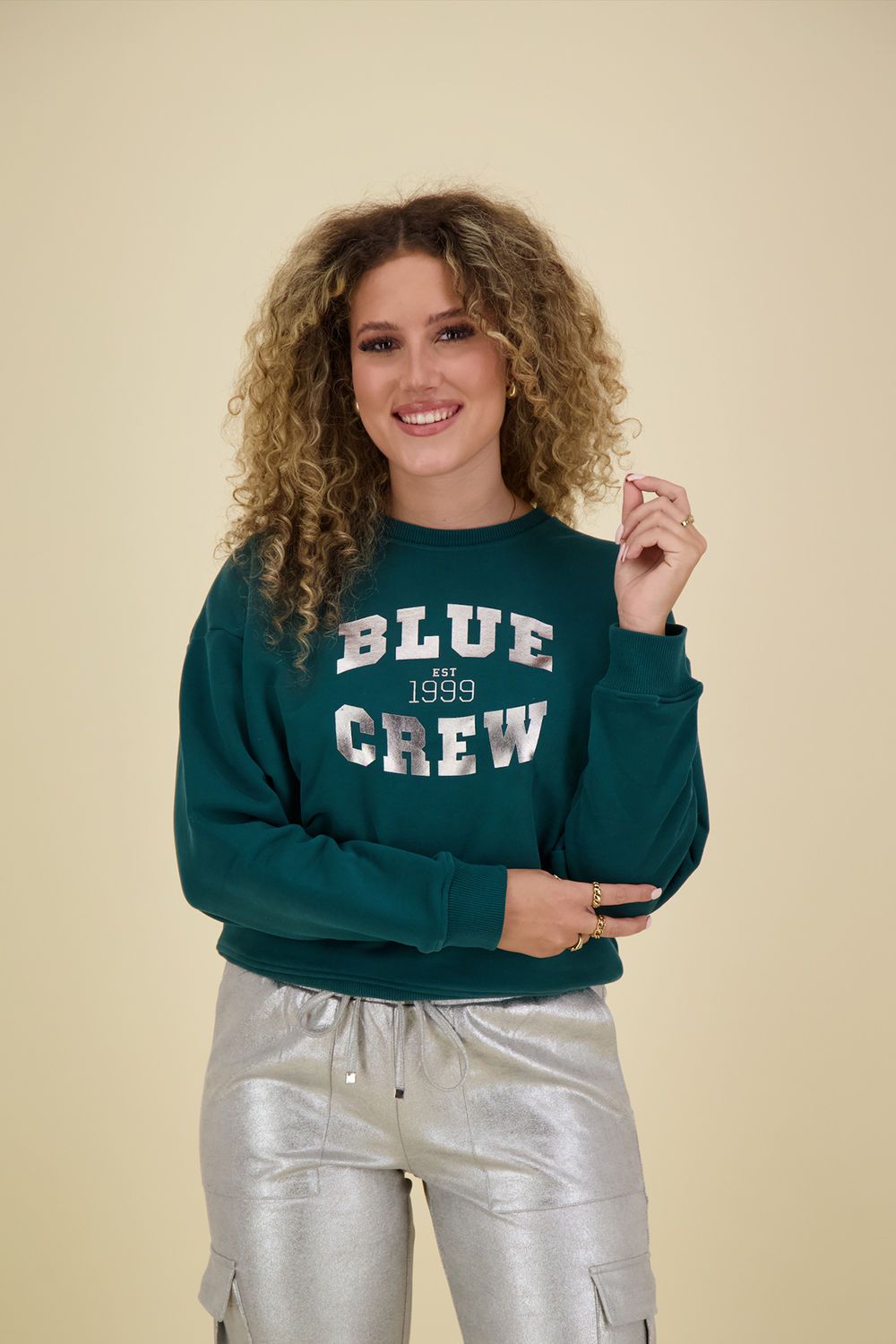 Anna Blue Sweater Blue Crew Groen 