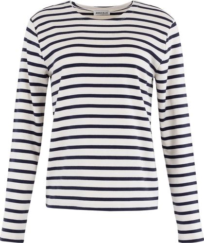 Anna Blue Top Striped Blauw