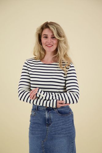 Anna Blue Top Striped Blauw