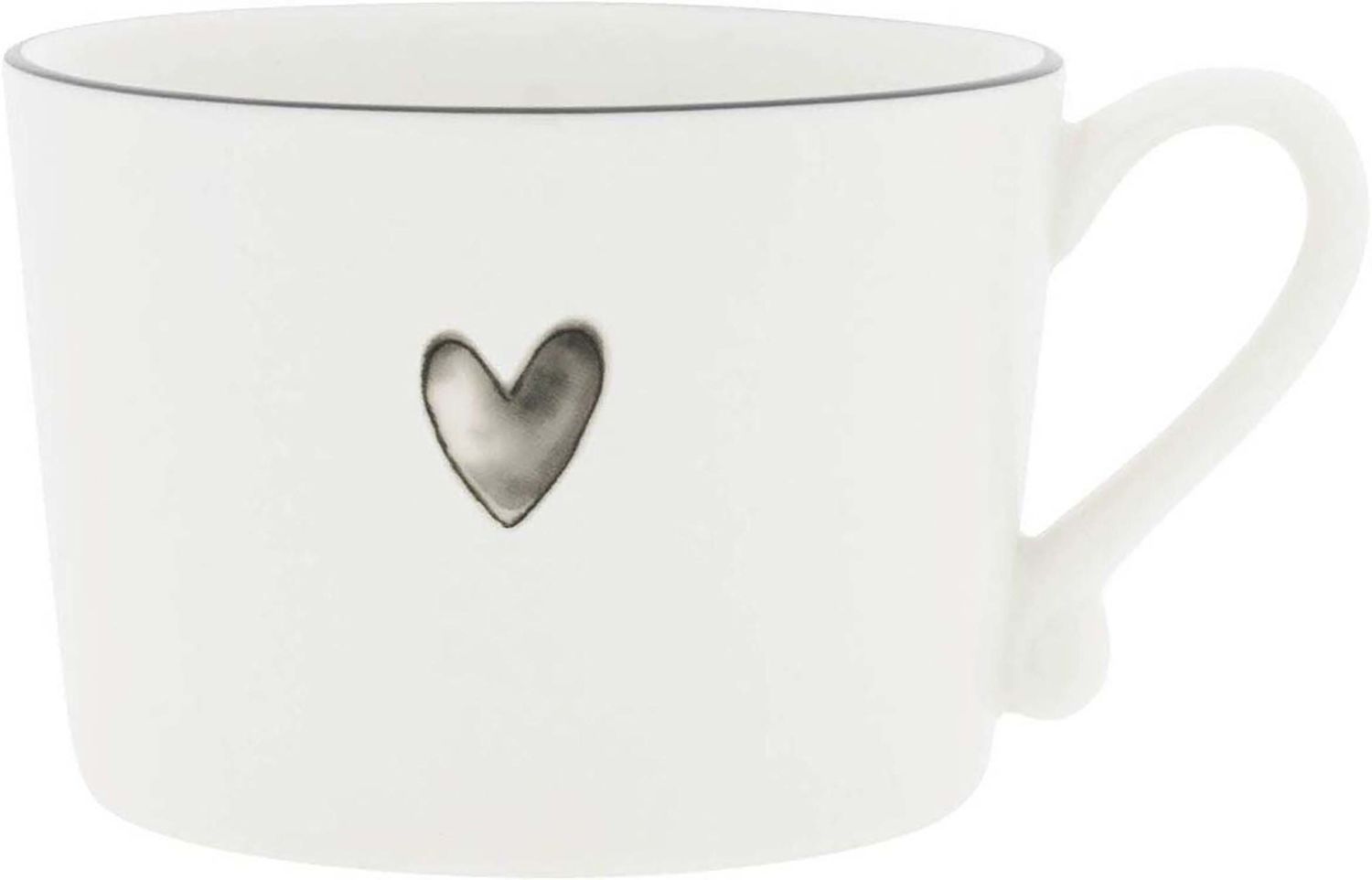 Cup Watercolour Heart Black 10x8x7cm Wit