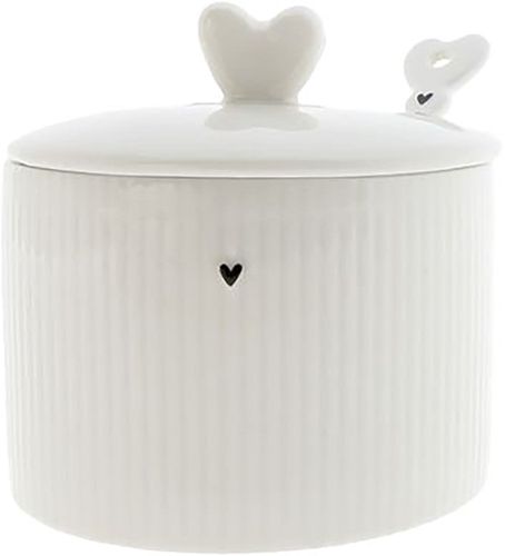 Bastion Collections Sugar Bowl White with Relief Wit