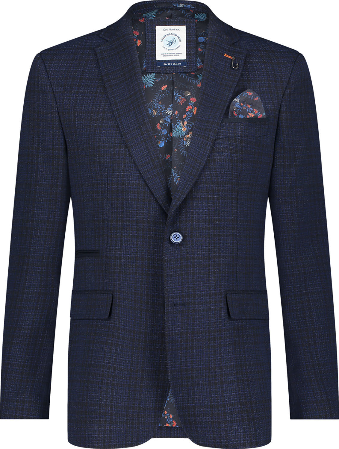 A Fish Named Fred Blazer Structure Donkerblauw A Fish Named Fred Blazer Structure Donkerblauw