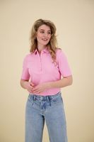 polo shirt pearl buttons Roze