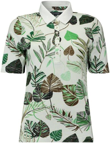 Bloomings Polo shirt 3/4 sleeve leaf print Groen