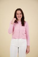 crew neck carsigan pearl button Roze