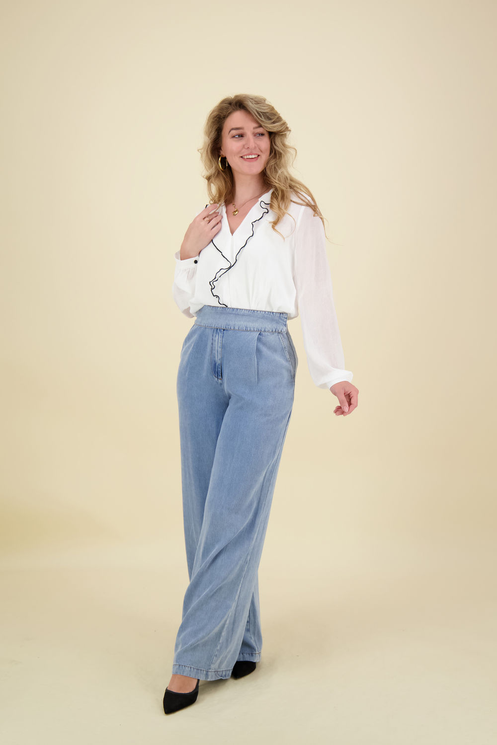 Label Dot Blouse Ata Ruches Wit Label Dot Blouse Ata Ruches Wit