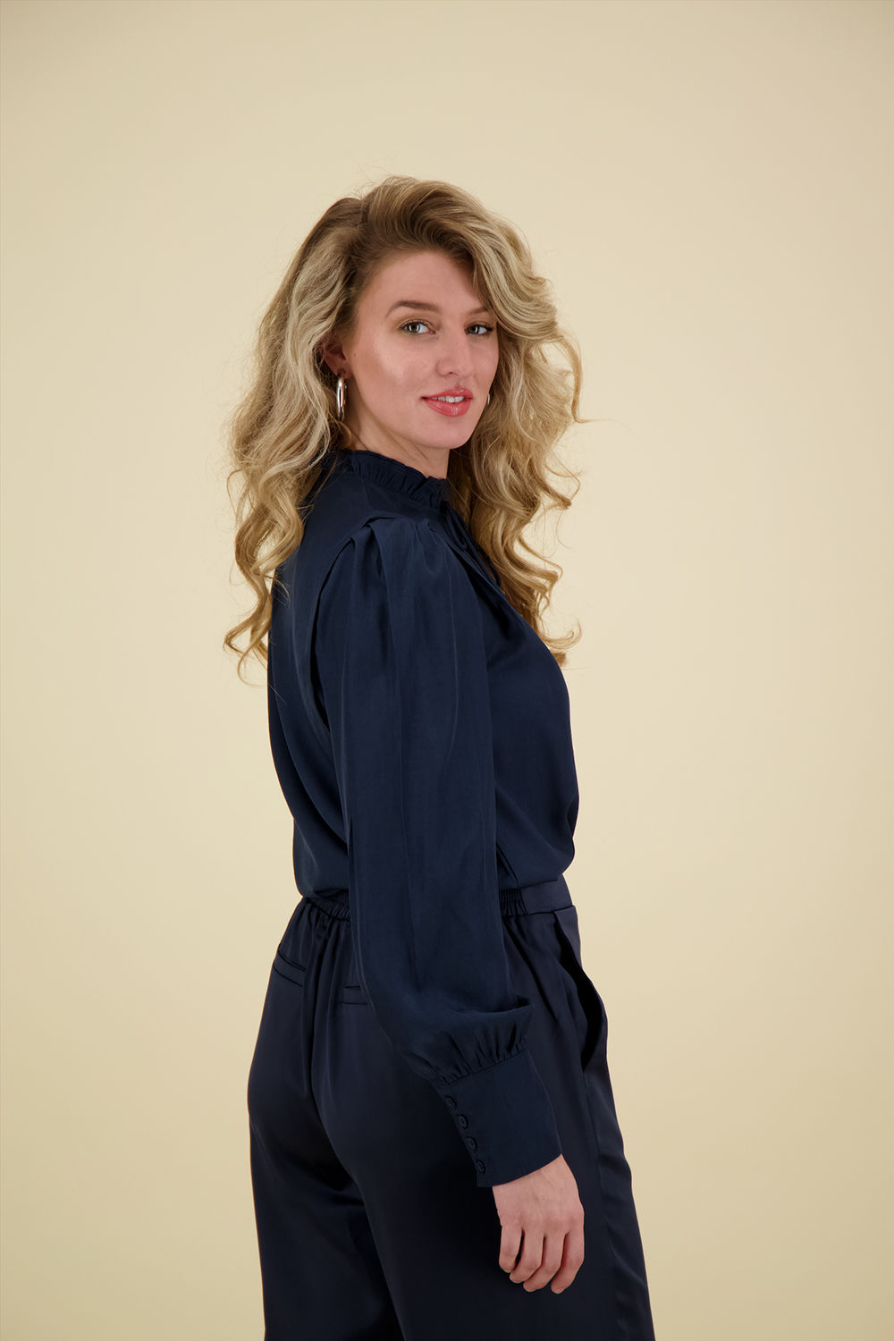Vive La Femme Blouse Elle Donkerblauw Vive La Femme Blouse Elle Donkerblauw