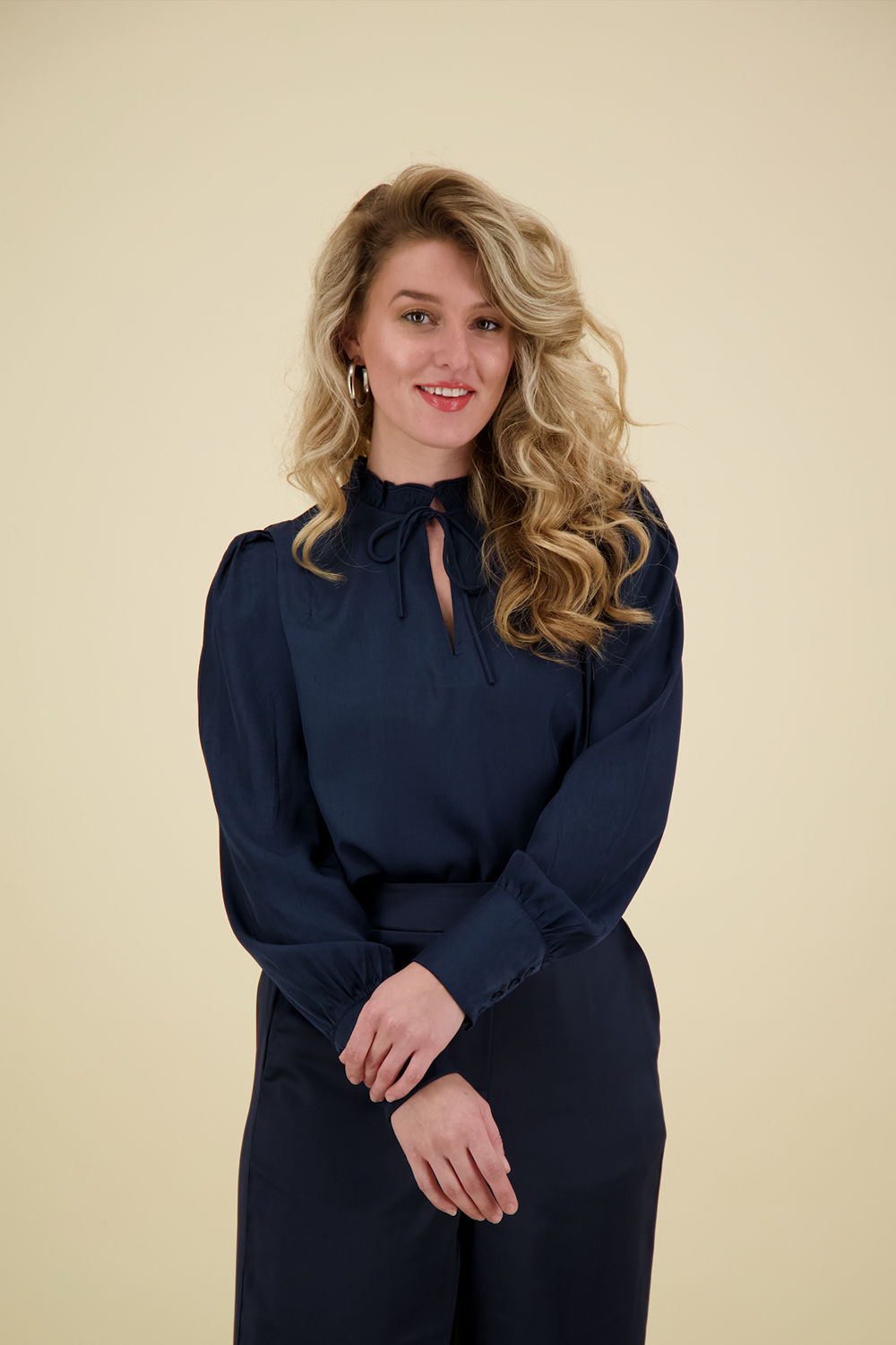 Vive La Femme Blouse Elle Donkerblauw Vive La Femme Blouse Elle Donkerblauw