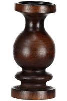 Candle Holder Wood Brown 10x10x20cm Bruin