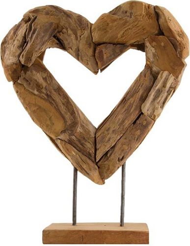 Bomont Collection Open heart on stand teak erosion 38x12x48cm Bruin