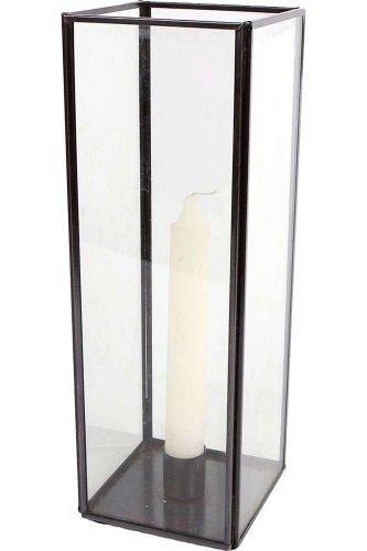 Bomont Collection Kandelaar 'Dagmar' helder/zwart glas/metaal 9x9x30 Zwart