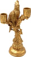 candle holder parrot on branch gold 14x9x26,5cm Geel
