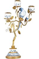 Candle Holder parrots blue/white, poly/metal 9x22x Blauw