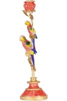 Candle Holder parrots red/gold, poly/metal 9x16x33 Rood