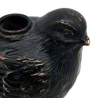 Candle Stick Bird Polyresin Black 14.5x8x15cm Zwart