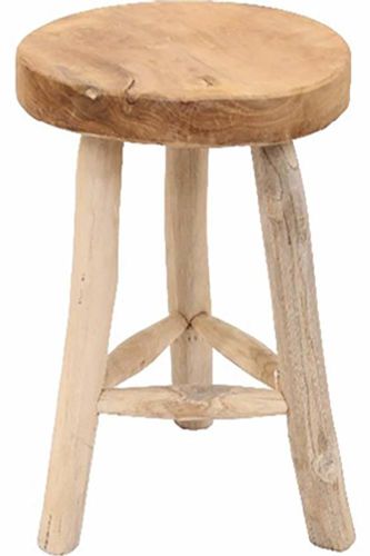Bomont Collection stool teak wood natural D30H45cm Bruin