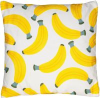 Cushion Bananas polyester 45x45cm white/yellow Geel