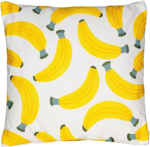 Bomont Collection Cushion Bananas polyester 45x45cm white/yellow Geel