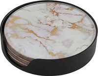 Onderzetter ro Marble s4 wit/goud-L10,5B10,5H2,2cm Wit