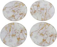 Onderzetter ro Marble s4 wit/goud-L10,5B10,5H2,2cm Wit
