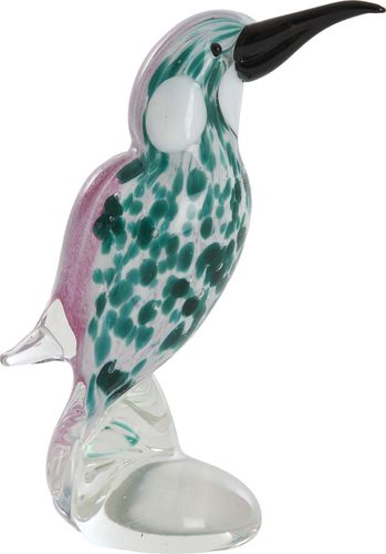 Bomont Collection Ornament 8x5x16 cm BIRD glas emerald groen+roze Multi