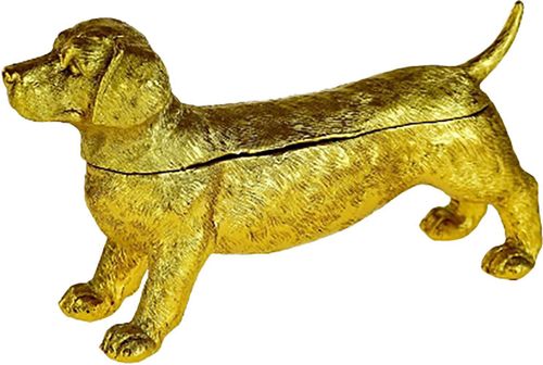 Bomont Collection dachshund box gold polyresin 24.5x7.5x14.5cm Geel