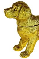 dachshund box gold polyresin 24.5x7.5x14.5cm Geel