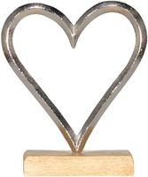 Ornament hart Carice L zilver L14B5H16,5cm Grijs