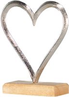 Ornament hart Carice L zilver L14B5H16,5cm Grijs