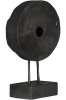 Statue round paulownia wood 18x9x29cm black Zwart
