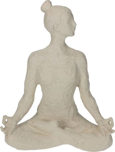 Bomont Collection Ornament Woman Yoga Polyresin Ivory 17.8x11x23.5cm Wit