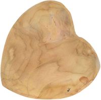 Plate heart teak 19x19x3cm Bruin