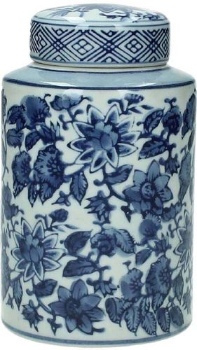 Bomont Collection Jar Porcelain Blue/White 8x8x14cm Blauw