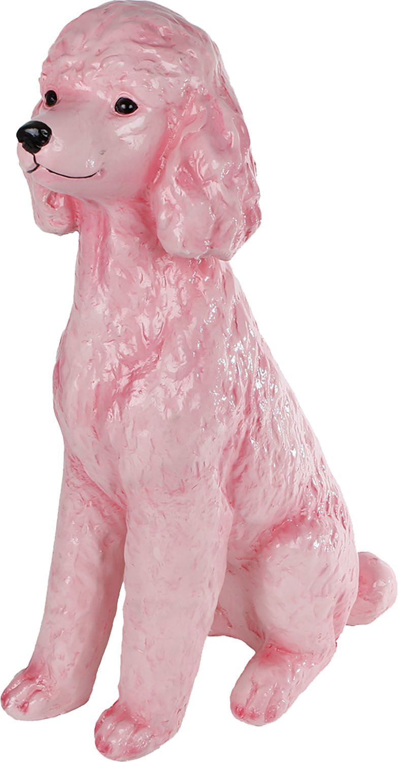 Sculptuur 'Poodie' XXL gl.roze polystone 36,5x19,5 Roze