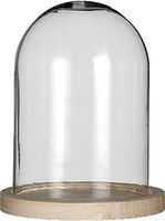 Bell jar wood 12xH16cm Wit