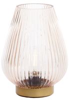 Tafellamp LED TAJERA 14,5x19,5cm glas perzik goud Roze