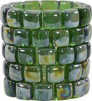 Theelicht MOSAIC 12,5x12,5cm glas donker groen Groen