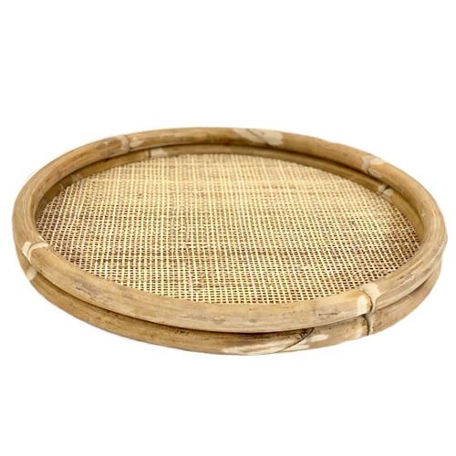 Bomont Collection Tray webbing natural rattan D30H5cm Bruin